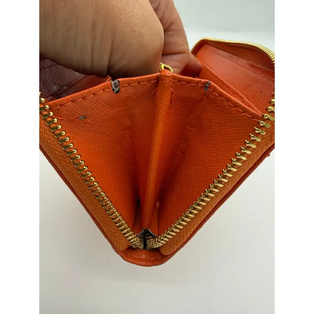 TORY BURCH Amanda Saffiano Leather Zip Around Continental Long Wallet (Orange)